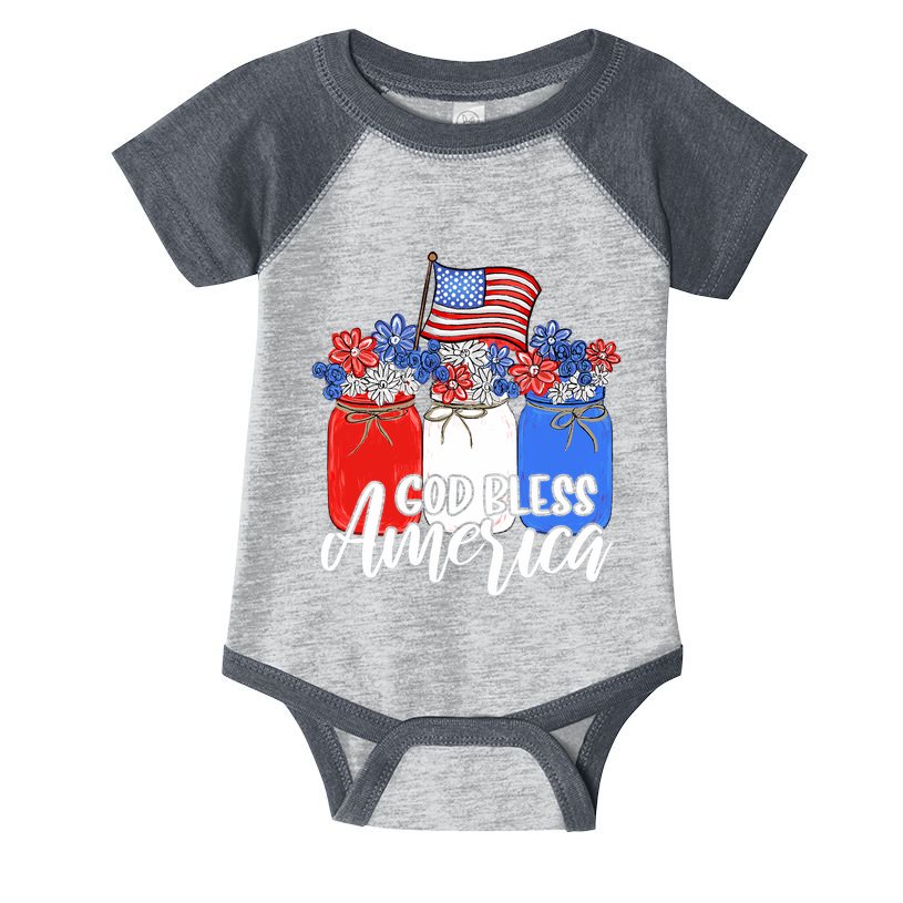 God Bless America Mason Jar Christian Infant Baby Jersey Bodysuit