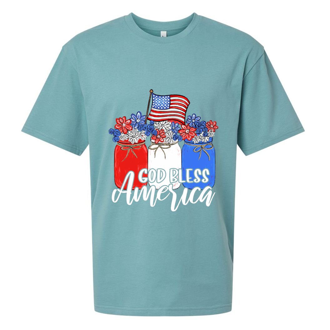 God Bless America Mason Jar Christian Sueded Cloud Jersey T-Shirt