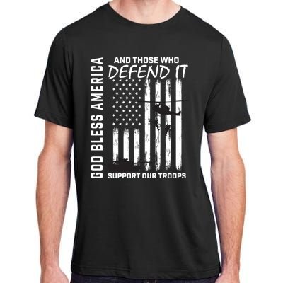 God Bless America Support Our Troops Veterans American Flag Gift Adult ChromaSoft Performance T-Shirt