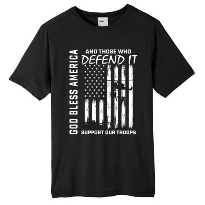 God Bless America Support Our Troops Veterans American Flag Gift Tall Fusion ChromaSoft Performance T-Shirt