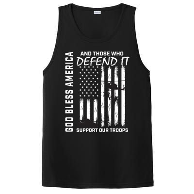 God Bless America Support Our Troops Veterans American Flag Gift PosiCharge Competitor Tank