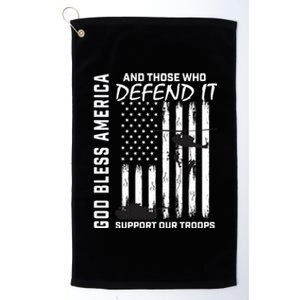 God Bless America Support Our Troops Veterans American Flag Gift Platinum Collection Golf Towel