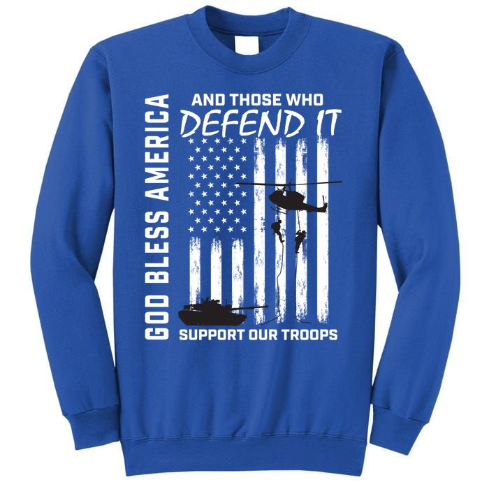 God Bless America Support Our Troops Veterans American Flag Gift Sweatshirt