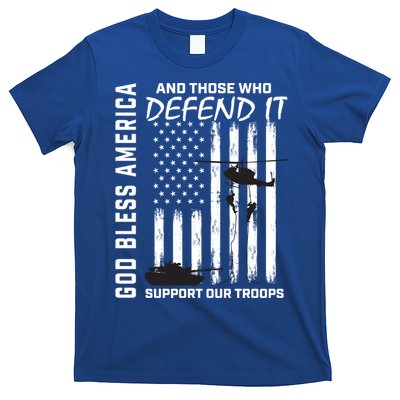 God Bless America Support Our Troops Veterans American Flag Gift T-Shirt