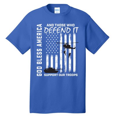 God Bless America Support Our Troops Veterans American Flag Gift Tall T-Shirt