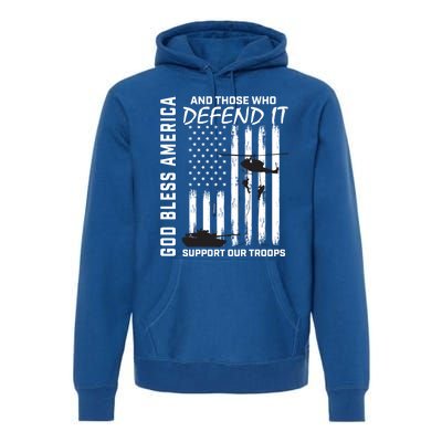 God Bless America Support Our Troops Veterans American Flag Gift Premium Hoodie