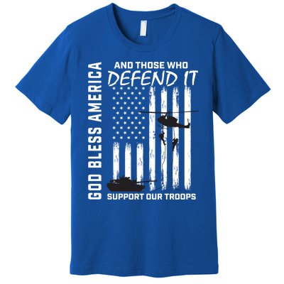 God Bless America Support Our Troops Veterans American Flag Gift Premium T-Shirt