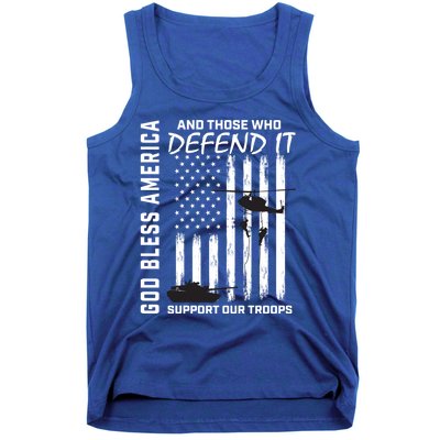 God Bless America Support Our Troops Veterans American Flag Gift Tank Top