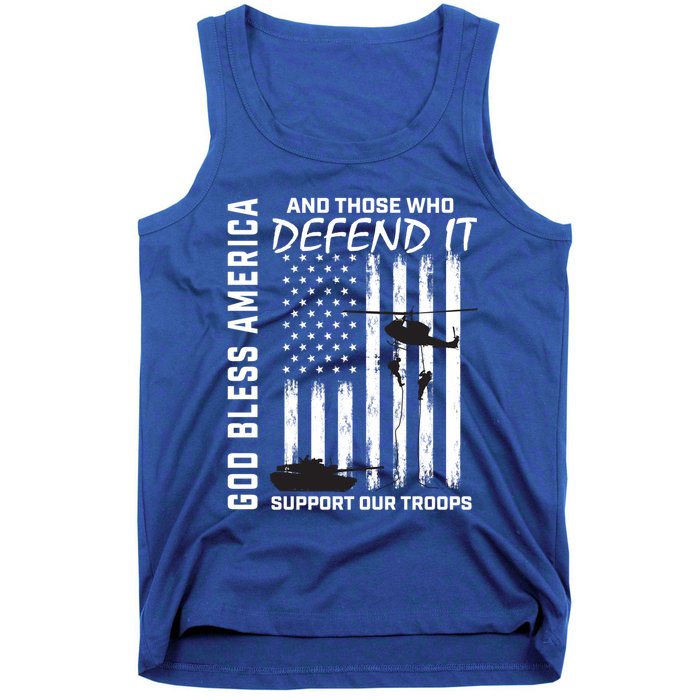 God Bless America Support Our Troops Veterans American Flag Gift Tank Top