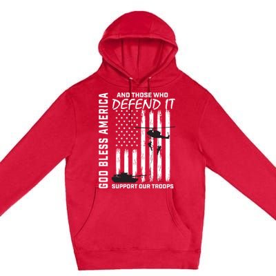 God Bless America Support Our Troops Veterans American Flag Gift Premium Pullover Hoodie