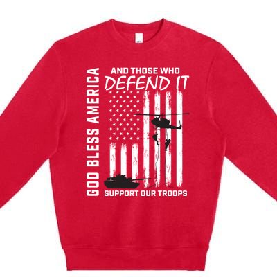 God Bless America Support Our Troops Veterans American Flag Gift Premium Crewneck Sweatshirt