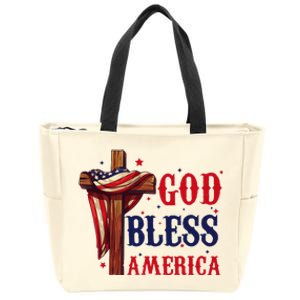 God Bless America Patriotic Flag 4th Of July Design Zip Tote Bag