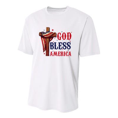 God Bless America Patriotic Flag 4th Of July Design Youth Performance Sprint T-Shirt