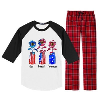 God Blessed America July 4th Raglan Sleeve Pajama Set