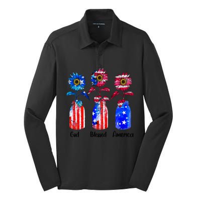 God Blessed America July 4th Silk Touch Performance Long Sleeve Polo