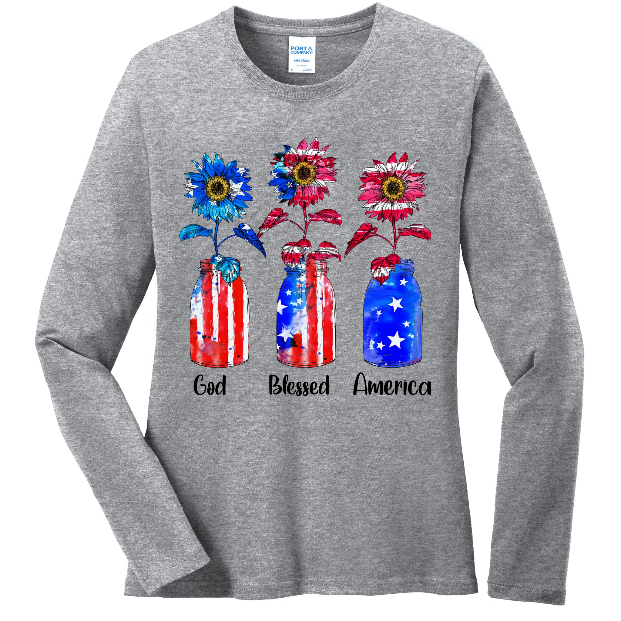 God Blessed America July 4th Ladies Long Sleeve Shirt