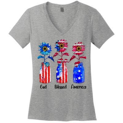 God Blessed America July 4th Women's V-Neck T-Shirt