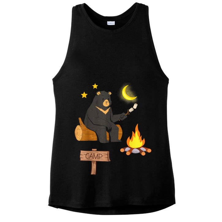 Grizzly Bear and Cartoon Bear Sarcastic Tee Ladies PosiCharge Tri-Blend Wicking Tank