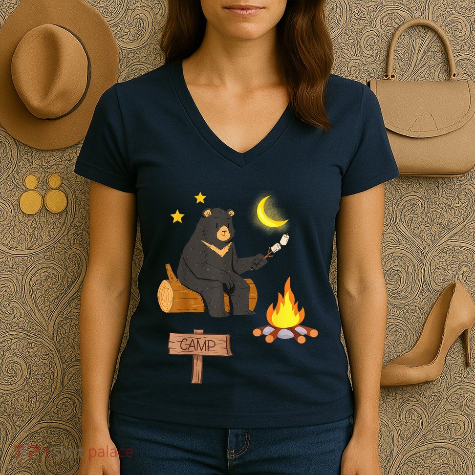 Grizzly Bear and Cartoon Bear Sarcastic Tee Women's V-Neck T-Shirt
