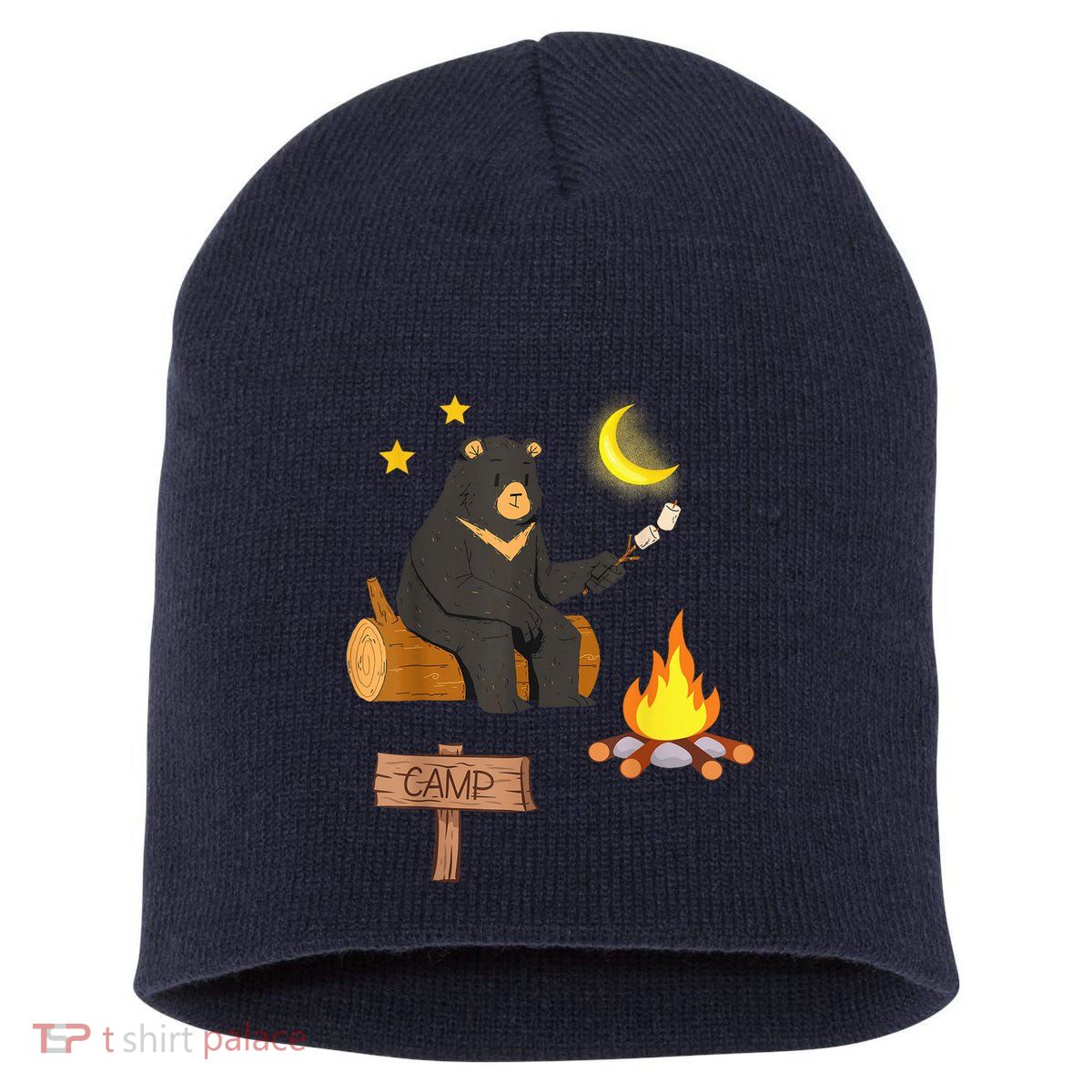 Grizzly Bear and Cartoon Bear Sarcastic Tee Short Acrylic Beanie