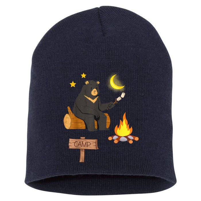 Grizzly Bear and Cartoon Bear Sarcastic Tee Short Acrylic Beanie