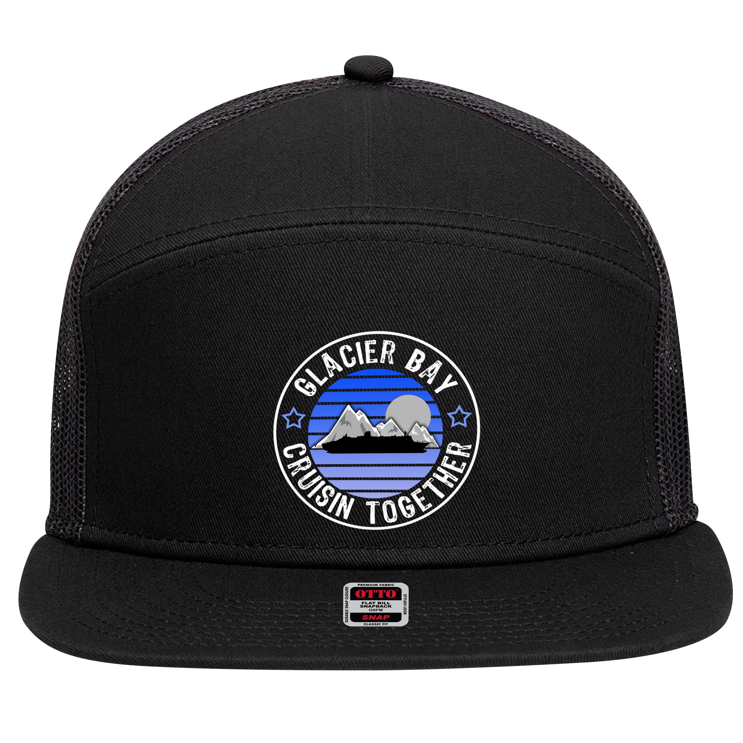 Glacier Bay Alaska Cruisin Together Family Or Group Ship Gift 7 Panel Mesh Trucker Snapback Hat