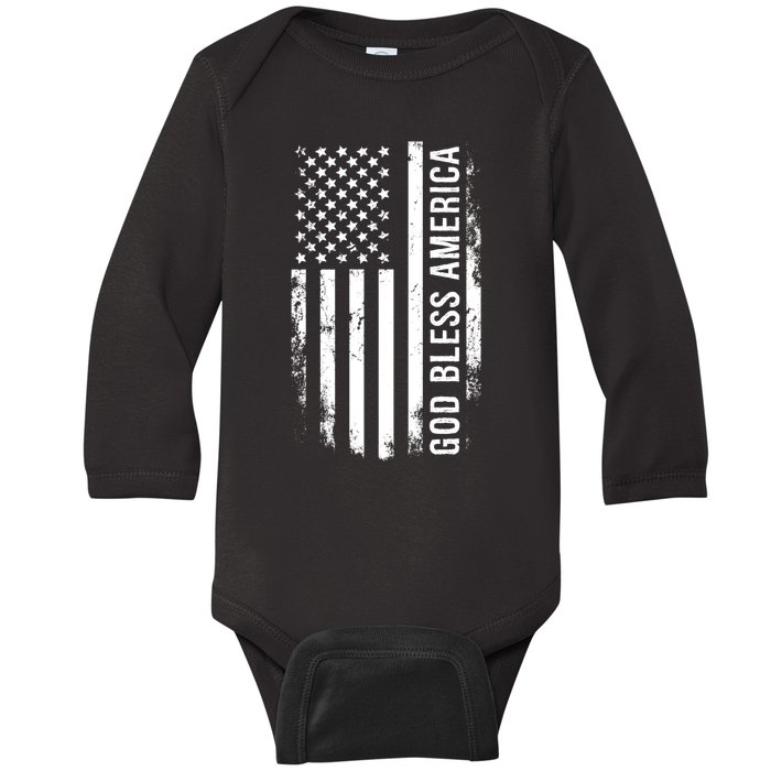 God Bless America Us Flag Cool Gift Baby Long Sleeve Bodysuit