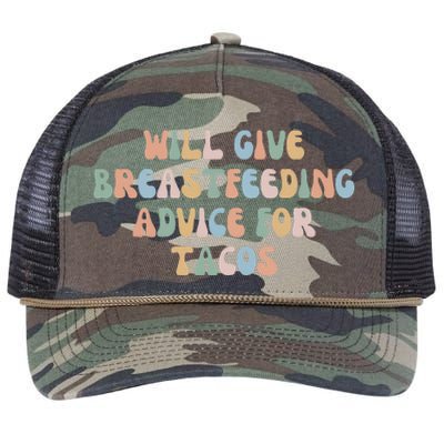 Give Breastfeeding Advice For Tacos Groovy Awareness Mom Mam Retro Rope Trucker Hat Cap