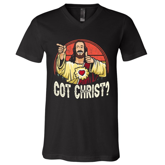 Got Buddy A Christ Christmas Cool Jesus Religious Christian V-Neck T-Shirt