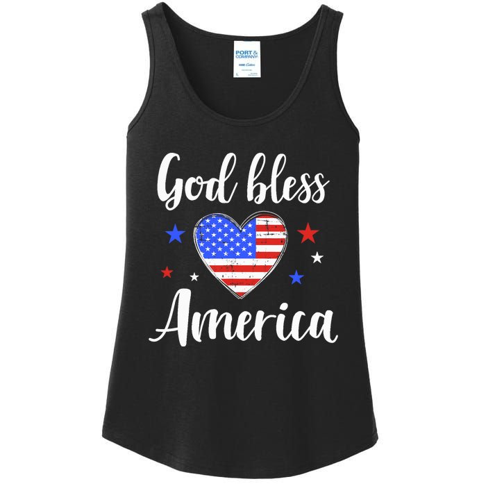 God bless america for patriotic Independence day 4th of July Ladies Essential Tank