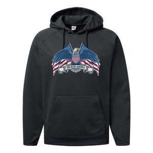 God Bless America Patriotic American Eagle USA Flag Performance Fleece Hoodie