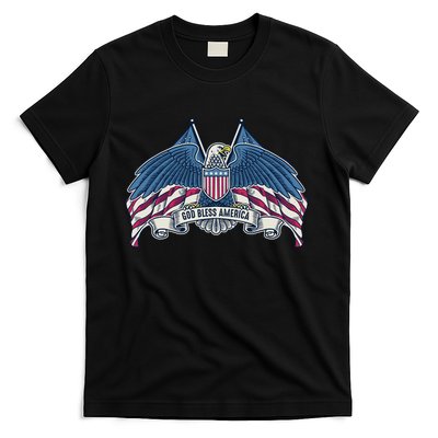 God Bless America Patriotic American Eagle USA Flag T-Shirt