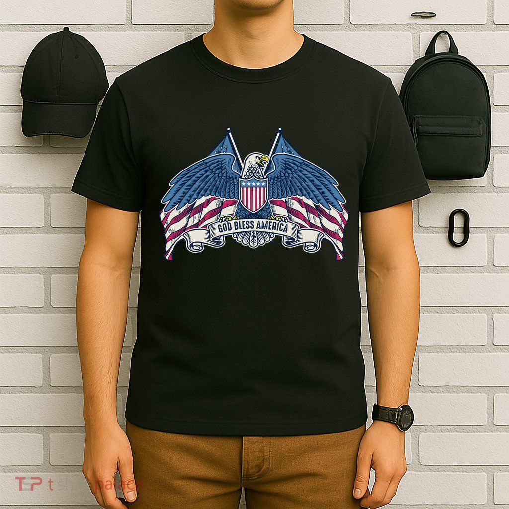 God Bless America Patriotic American Eagle USA Flag T-Shirt