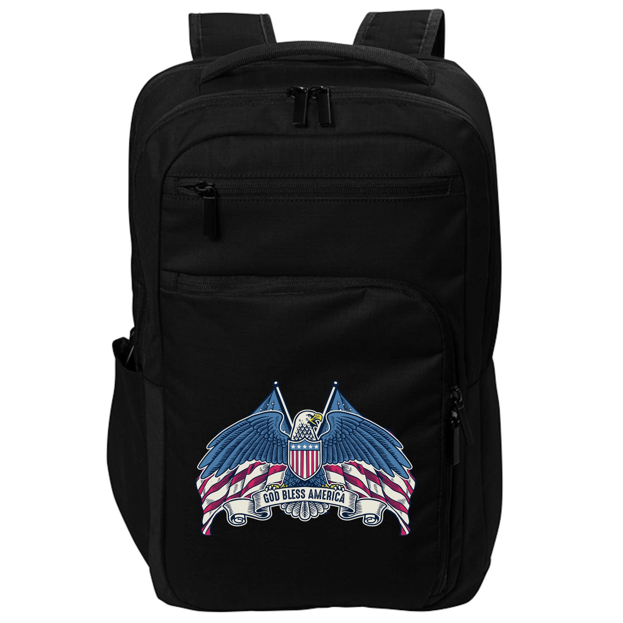 God Bless America Patriotic American Eagle USA Flag Impact Tech Backpack