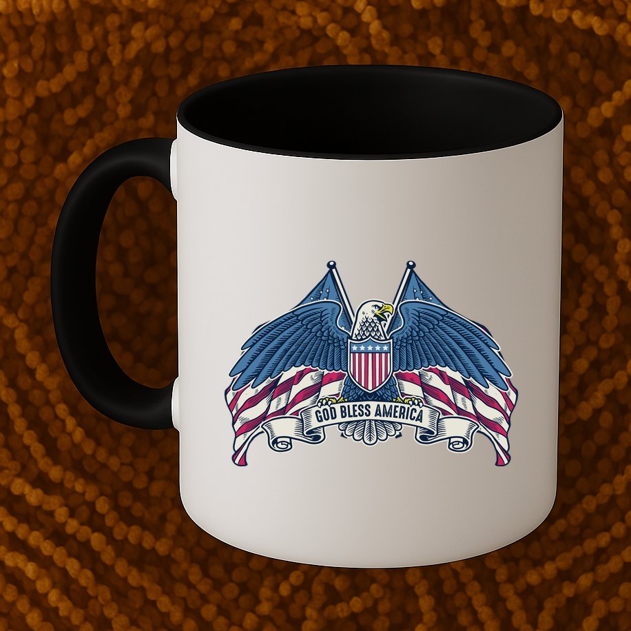 God Bless America Patriotic American Eagle USA Flag Mug
