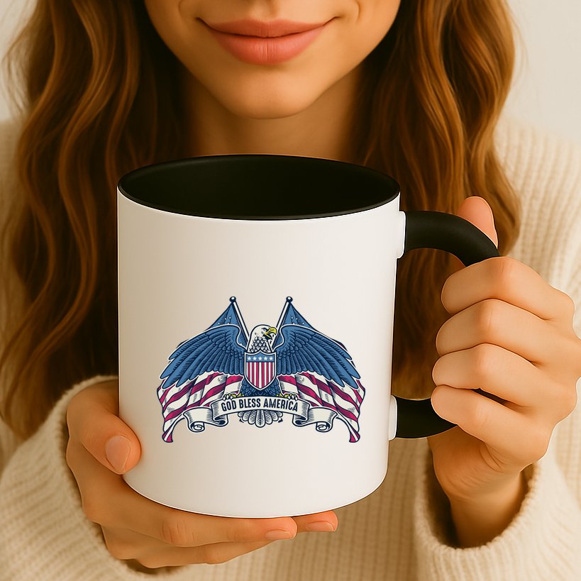 God Bless America Patriotic American Eagle USA Flag Mug