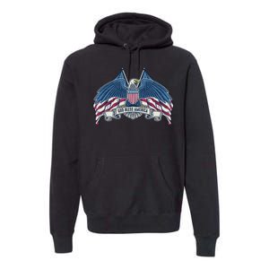 God Bless America Patriotic American Eagle USA Flag Premium Hoodie