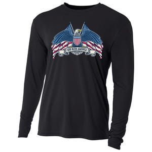 God Bless America Patriotic American Eagle USA Flag Cooling Performance Long Sleeve Crew