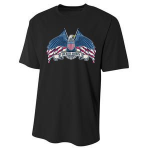 God Bless America Patriotic American Eagle USA Flag Performance Sprint T-Shirt