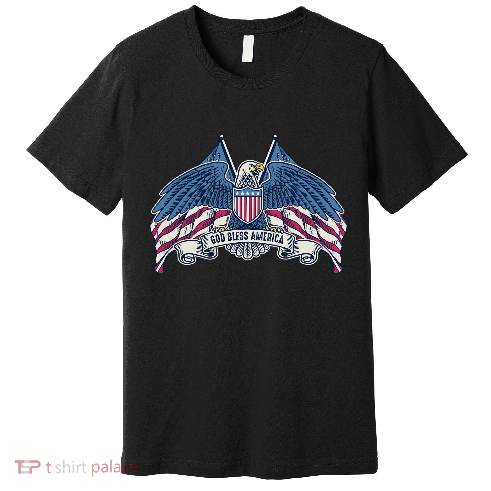 God Bless America Patriotic American Eagle USA Flag Premium T-Shirt