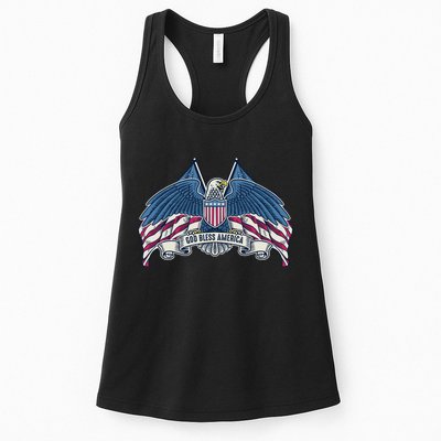 God Bless America Patriotic American Eagle USA Flag Womens Tank Top