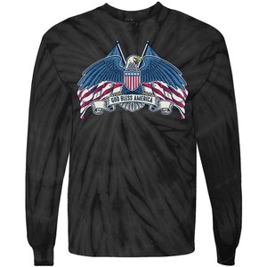 God Bless America Patriotic American Eagle USA Flag Tie-Dye Long Sleeve Shirt