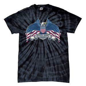 God Bless America Patriotic American Eagle USA Flag Tie-Dye T-Shirt