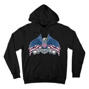 God Bless America Patriotic American Eagle USA Flag Tall Hoodie