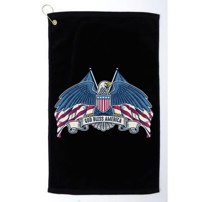 God Bless America Patriotic American Eagle USA Flag Golf Towel