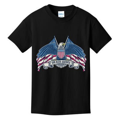 God Bless America Patriotic American Eagle USA Flag Kids T-Shirt