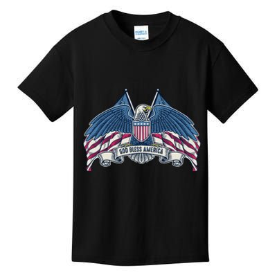 God Bless America Patriotic American Eagle USA Flag Kids T-Shirt