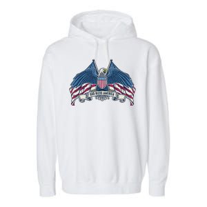 God Bless America Patriotic American Eagle USA Flag Garment-Dyed Fleece Hoodie