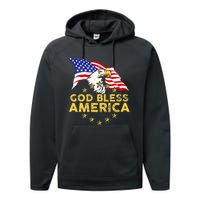 God Bless America Patriotic Bald Eagle United States Performance Fleece Hoodie