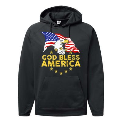 God Bless America Patriotic Bald Eagle United States Performance Fleece Hoodie